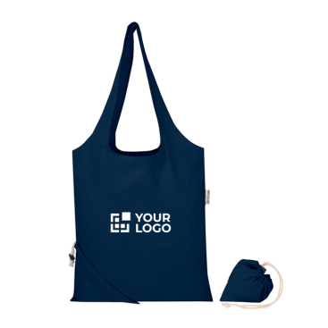 Saco tote dobrável com cordão em algodão reciclado 140 g/m2