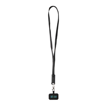 Lanyard para telemóvel, plástico reciclado, cabo de carga 5 em 1 65 W