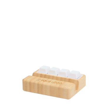 Suporte para telemóvel de bambu com brinquedo anti-stress de teclas