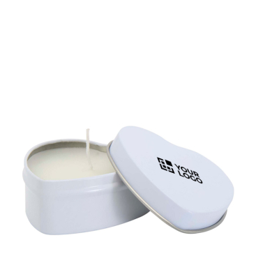 Vela em lata em forma de coração com aroma a baunilha 40g