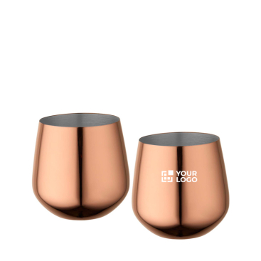 Conjunto 2 canecas em aço inoxidável com acabamento em ouro rosa 540ml