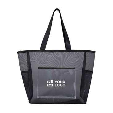 Saco tote transparente em rede reciclada com fecho de correr 23L