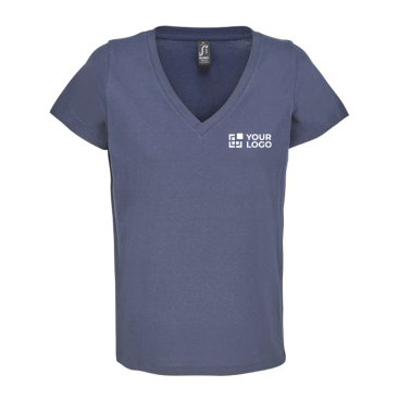 T-shirt de algodão semipenteado para mulher de gola em V SOL'S