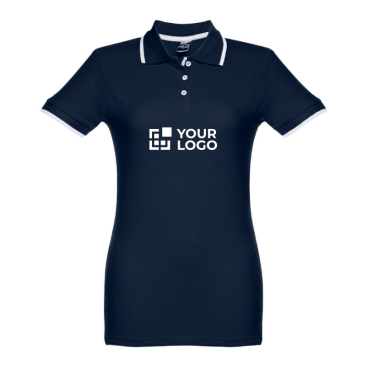 Polo de manga curta bicolor para personalizar cor branco primeira vista