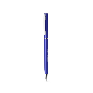 Caneta publicitária giratória de alumínio tinta azul