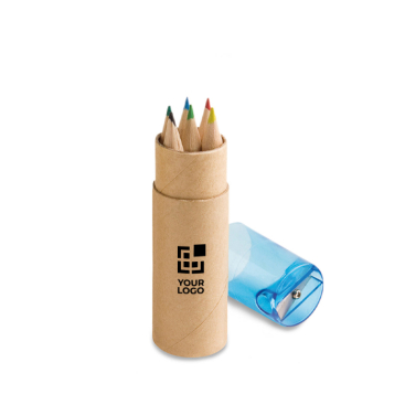 Conjunto de 6 lápis infantis de cores em estojo de tubo