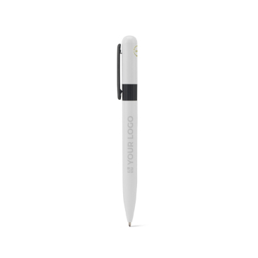 Caneta de metal reciclado com clip e design redondo tinta preta