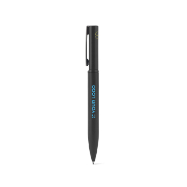 Caneta de metal 60% reciclado elegante com clip e tinta azul