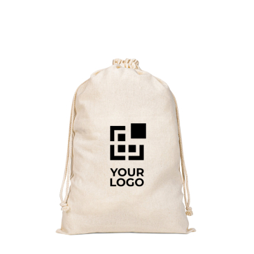 Mochila de cordões grande em algodão com asas e fecho 120 g/m²