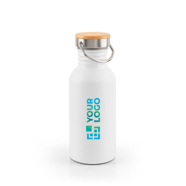Garrafa de aço inoxidável com tampa de bambu com pega 580ml