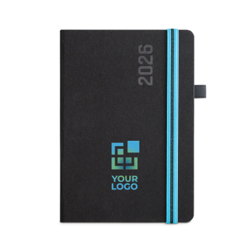 Agenda personalizada com borracha bicolor vista principal