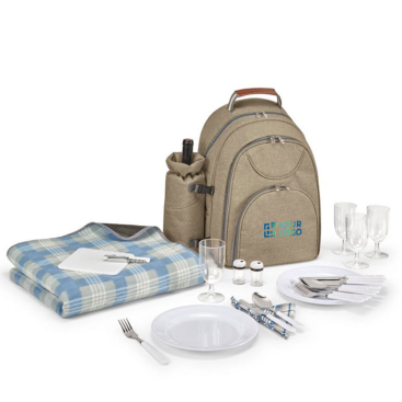 Mochila de piquenique alta densidade com utensílios e manta