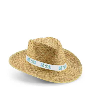Chapéu de palha natural com fita personalizada sublimada
