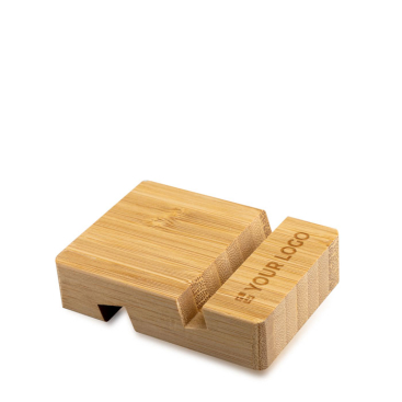 Suporte de bambu para telemóveis e tablets com vários tamanhos vista principal