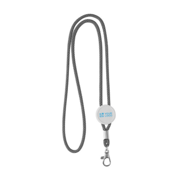 Lanyard promocional moderno tubular de poliéster com mosquetão de 3 cm vista principal