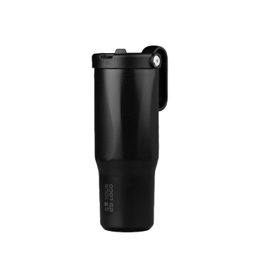Copo térmico em aço inoxidável reciclado com palhinha rebatível 900ml