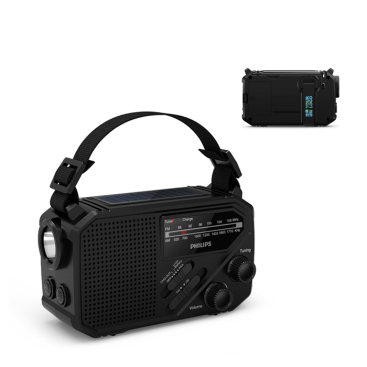 Rádio de emergência em plástico ABS com lanterna e alarme Philips
