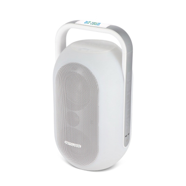 Colunas brancas com luz ambiente multicolor e pega superior marca Muse