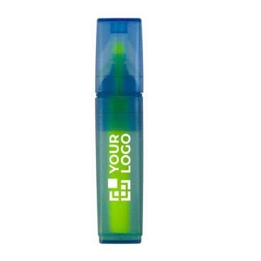 Marcador de rPET de azul transparente com tinta de cores diferentes