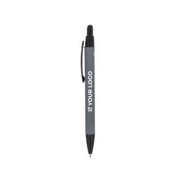 Caneta de alumínio reciclado de toque suave, tinta azul