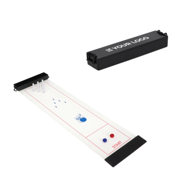 Jogo bowling de mesa com pista dobrável e caixa compacta de arrumação