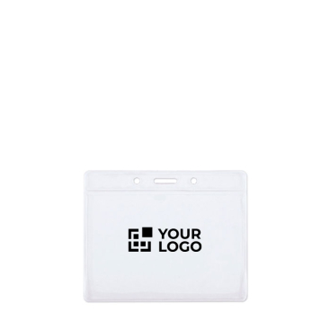 Identificador transparente em forma horizontal para lanyard vista principal