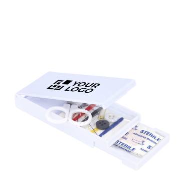 Kit de costura em caixa de plástico com pensos rápido para viagens