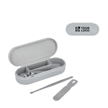 Conjunto de manicure em estojo compacto de plástico com 3 peças
