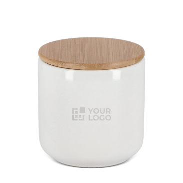 Frasco de cerâmica ideal para guardar alimentos, tampa de bambu 550 ml
