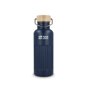 Garrafa térmica antigotas com tampa de bambu e pega metálica 500 ml
