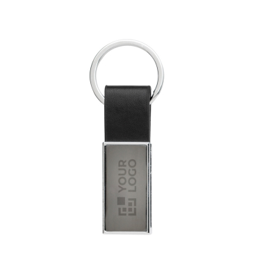 Porta-chaves elegante preto couro reciclado e liga de zinco