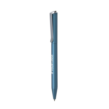 Caneta de alumínio reciclado com giro e tinta azul Dokumental®