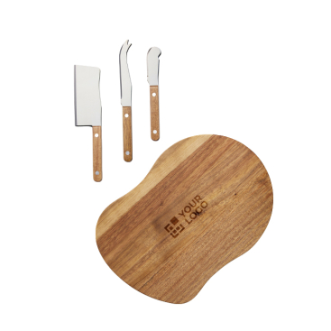 Conjunto de queijos com tábua e 3 facas de aço inoxidável