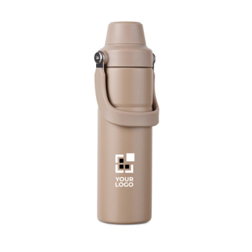 Garrafa térmica em aço reciclado com asa e dupla abertura 600 ml