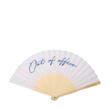 Leque portátil de bambu com mensagem ‘’Out of office’’