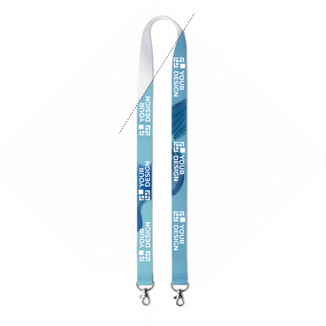 Lanyard de poliéster 2 mosquetões para sublimação personalização total