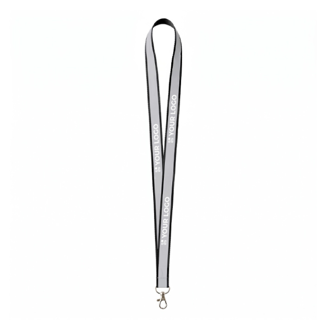 Lanyard poliéster revestimento refletor cinzento personalização total