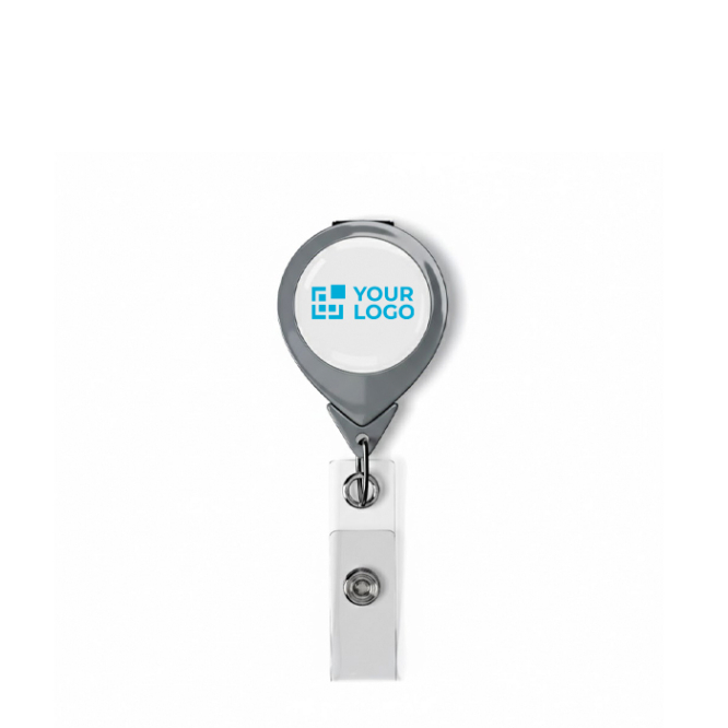 Porta-credenciais retráctil, redondo, Ø2,5 personalização total