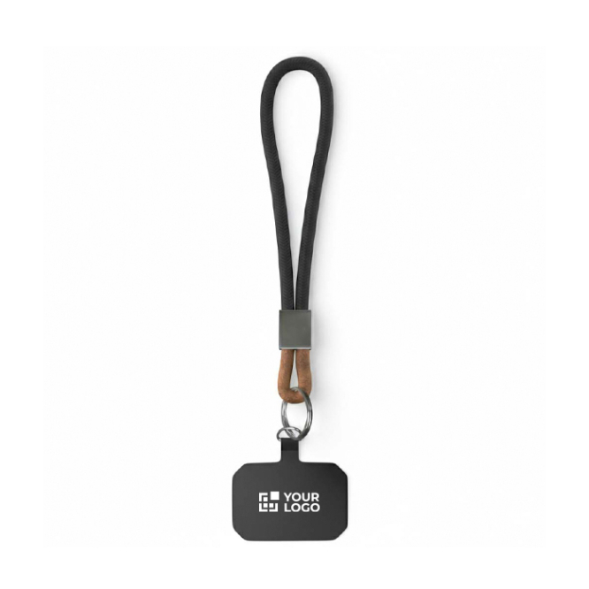 Cordão curto para telemóvel placa e anel metálico personalização total