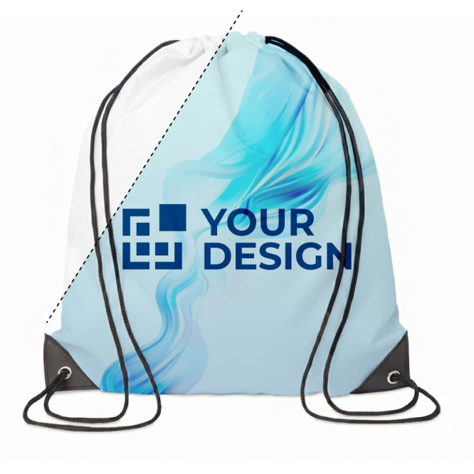 Mochila de cordão de rPET com bordas de PU personalização total
