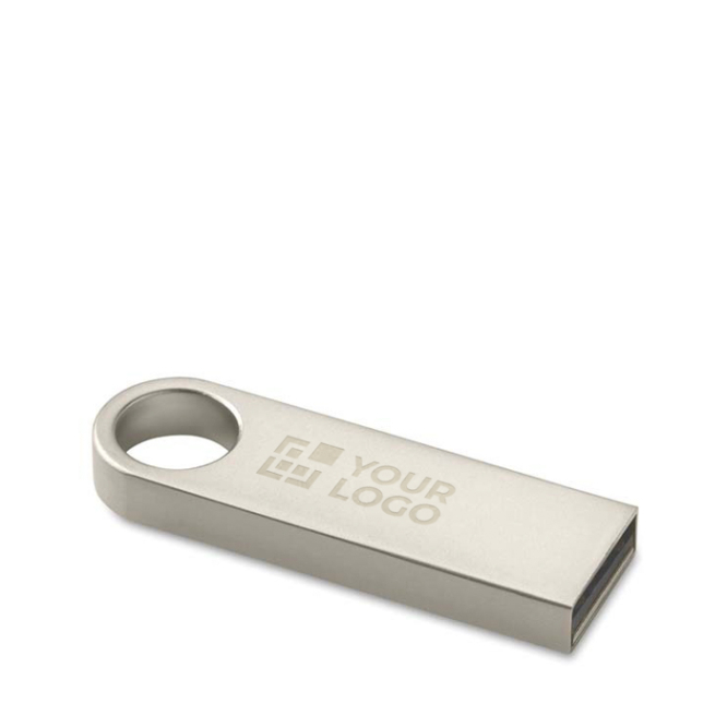 Pen USB mini de zinco com detalhe para pendurar personalização total
