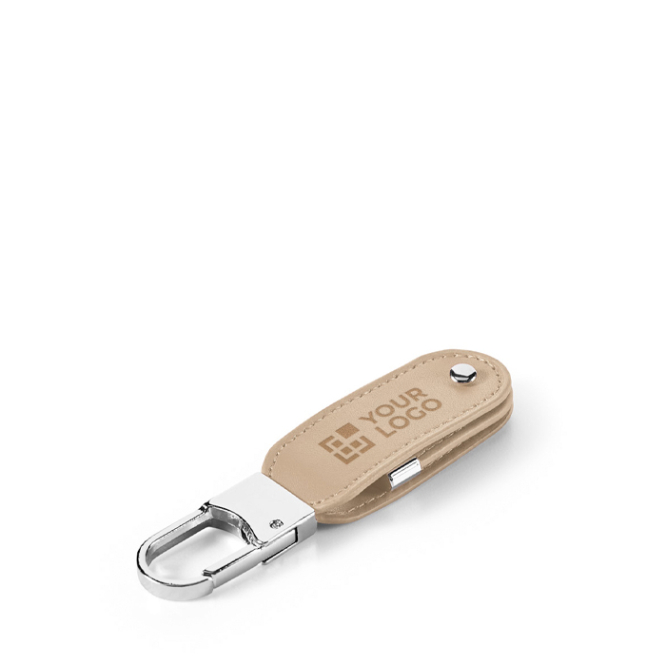 Pen USB de couro PU com mosquetão de gancho personalização total