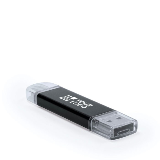 Pen USB de alumínio com Micro-USB e Tipo-C personalização total