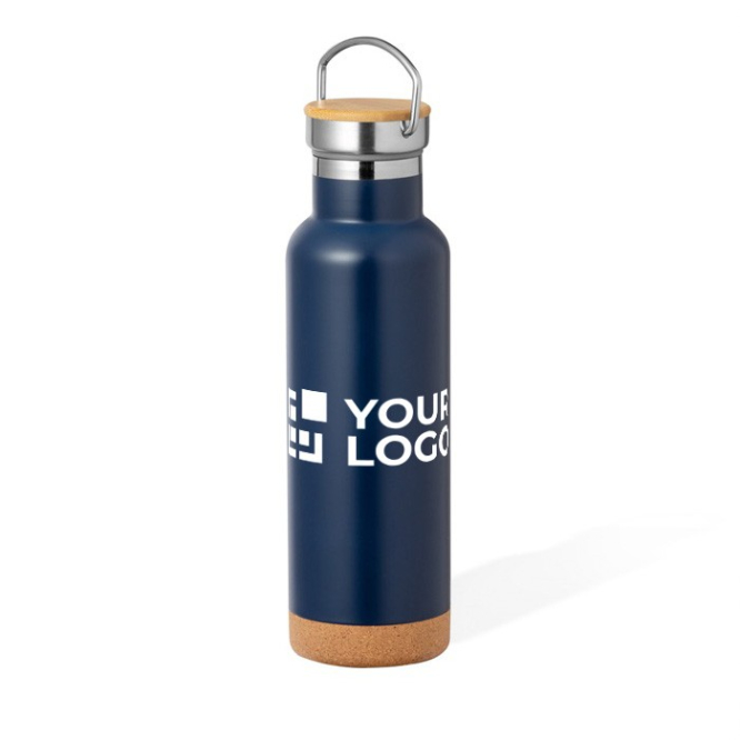 Garrafa de parede dupla de aço inox com alça para transporte 650ml