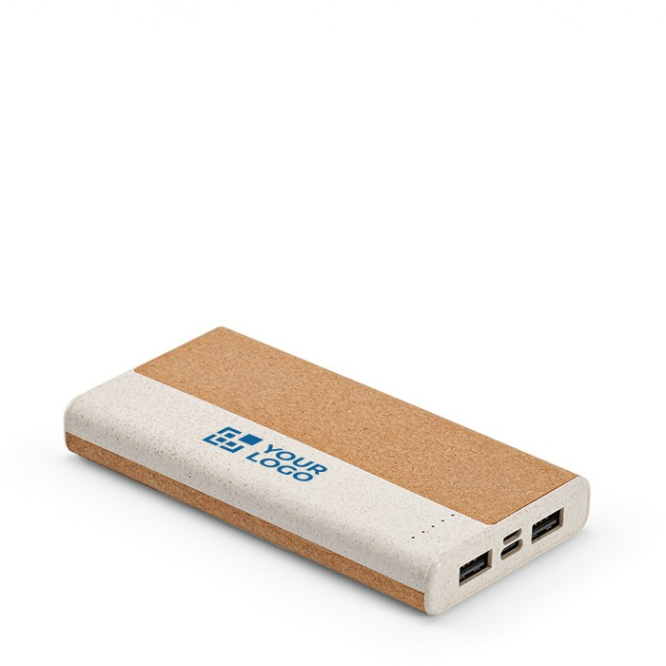 Powerbank de cortiça e palha de trigo com porta tipo C 10.000 mAh