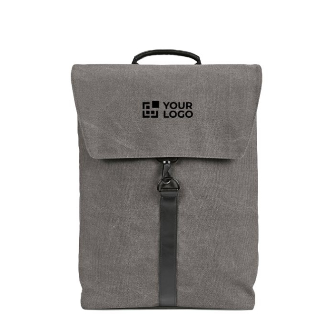Mochila de algodão reciclado com detalhes em pele sintética 25L