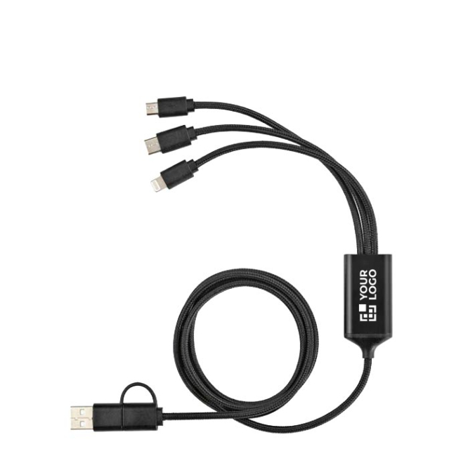 Cabo de carregamento entrançado 5 em 1 com múltiplos conectores 10W