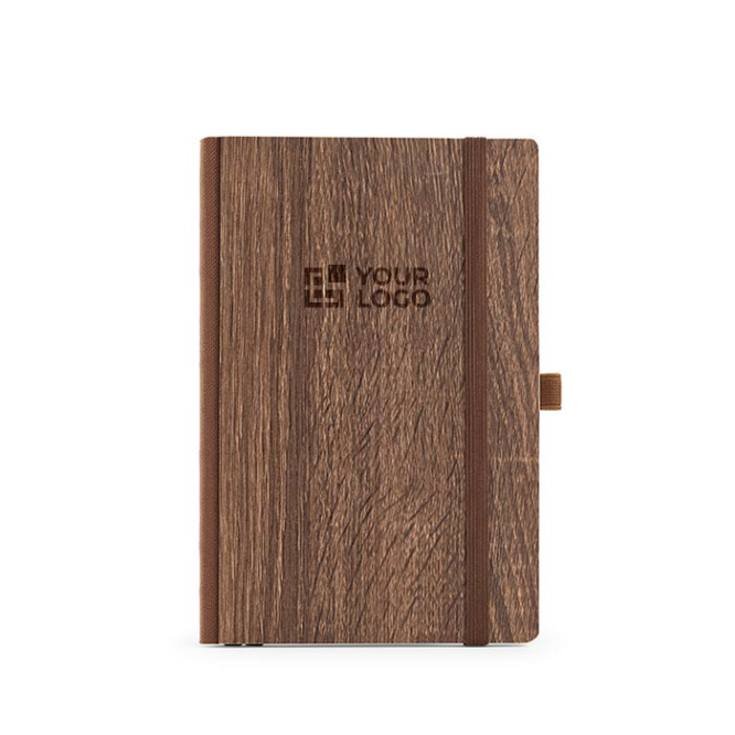Caderno ecológico com capa que imita os veios da madeira A5 folhas lisas