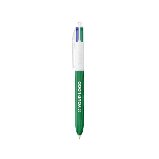 Caneta de plástico efeito madeira fabricada na UE com 4 tintas BIC®