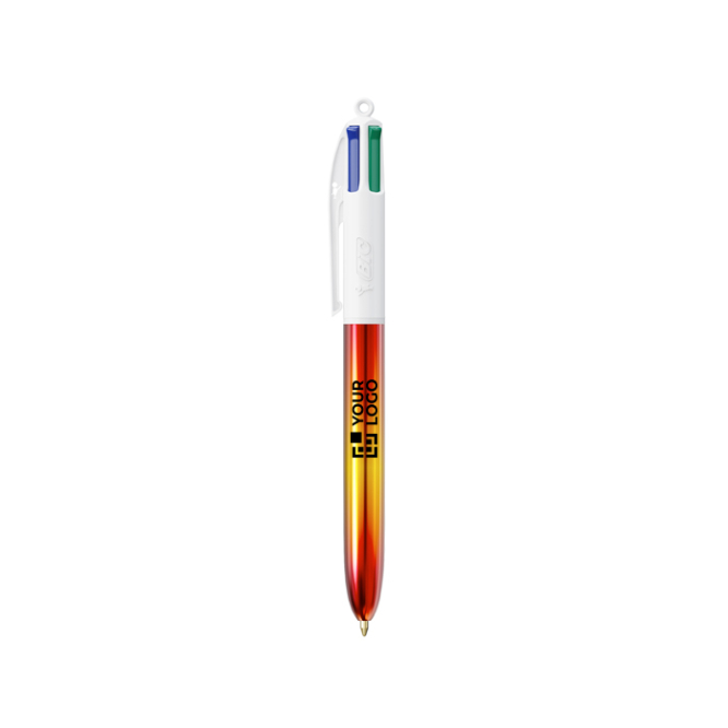 Caneta de plástico com acabamento metálico e tinta 4 cores Flags BIC®